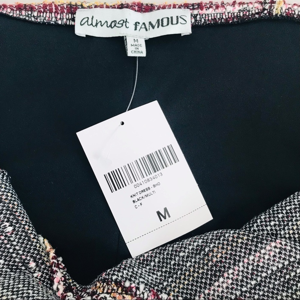 New! Almost Famous Tweed Knit Bodycon Party Plaid Prom Mini Dress - Picture 11 of 12